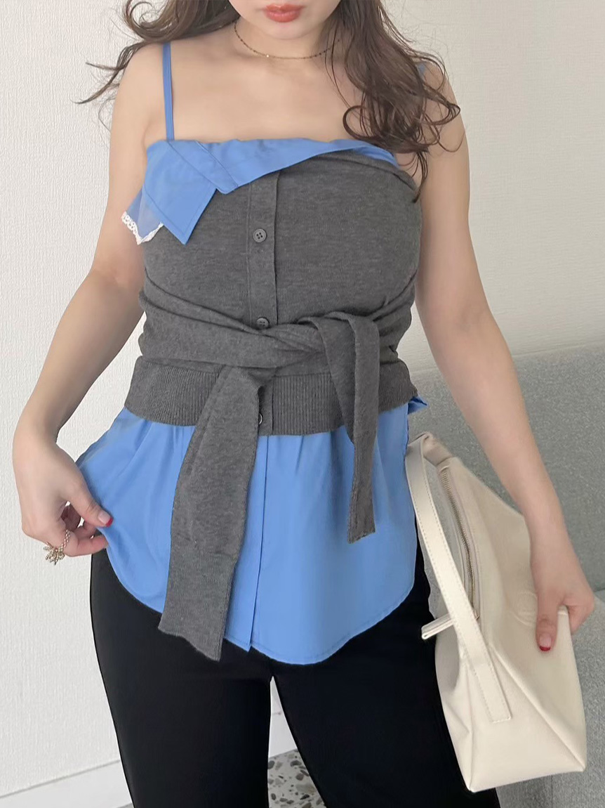 レイヤードカップイントップス（カットソー/Tシャツ）｜LILY