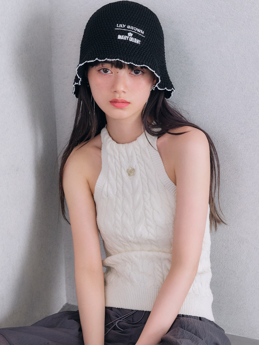新品【LILY BROWN×MARY QUANT】デイジー刺繍リブニットトップス LILY BROWN×MARY QUANT デイジー刺繍リブニットトップス