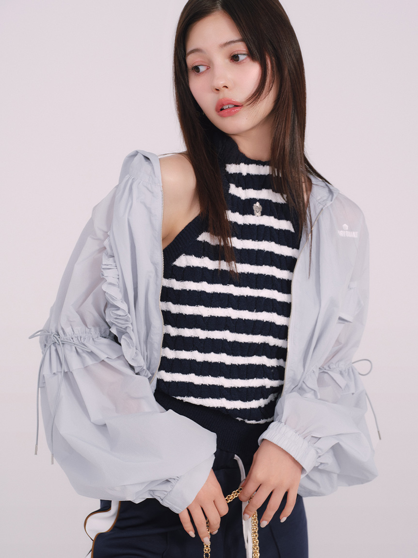 リリーブラウン デイジー刺繍アメスリケーブルニット LILY BROWN×MARY QUANT】デイジー刺繍アメスリケーブルニット