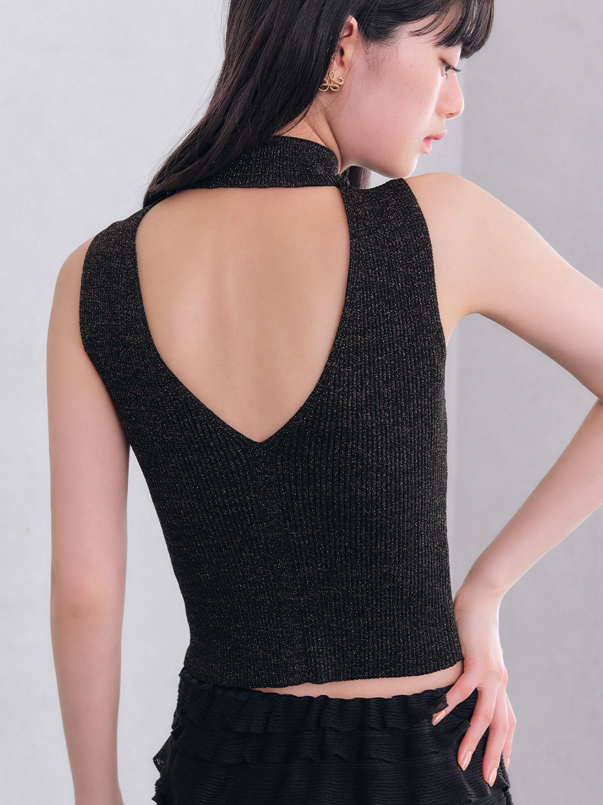 【新品】Lily Brown バックオープン カップインリブニットトップス LILY BROWN（リリーブラウン）の「カップインリブニットトップス