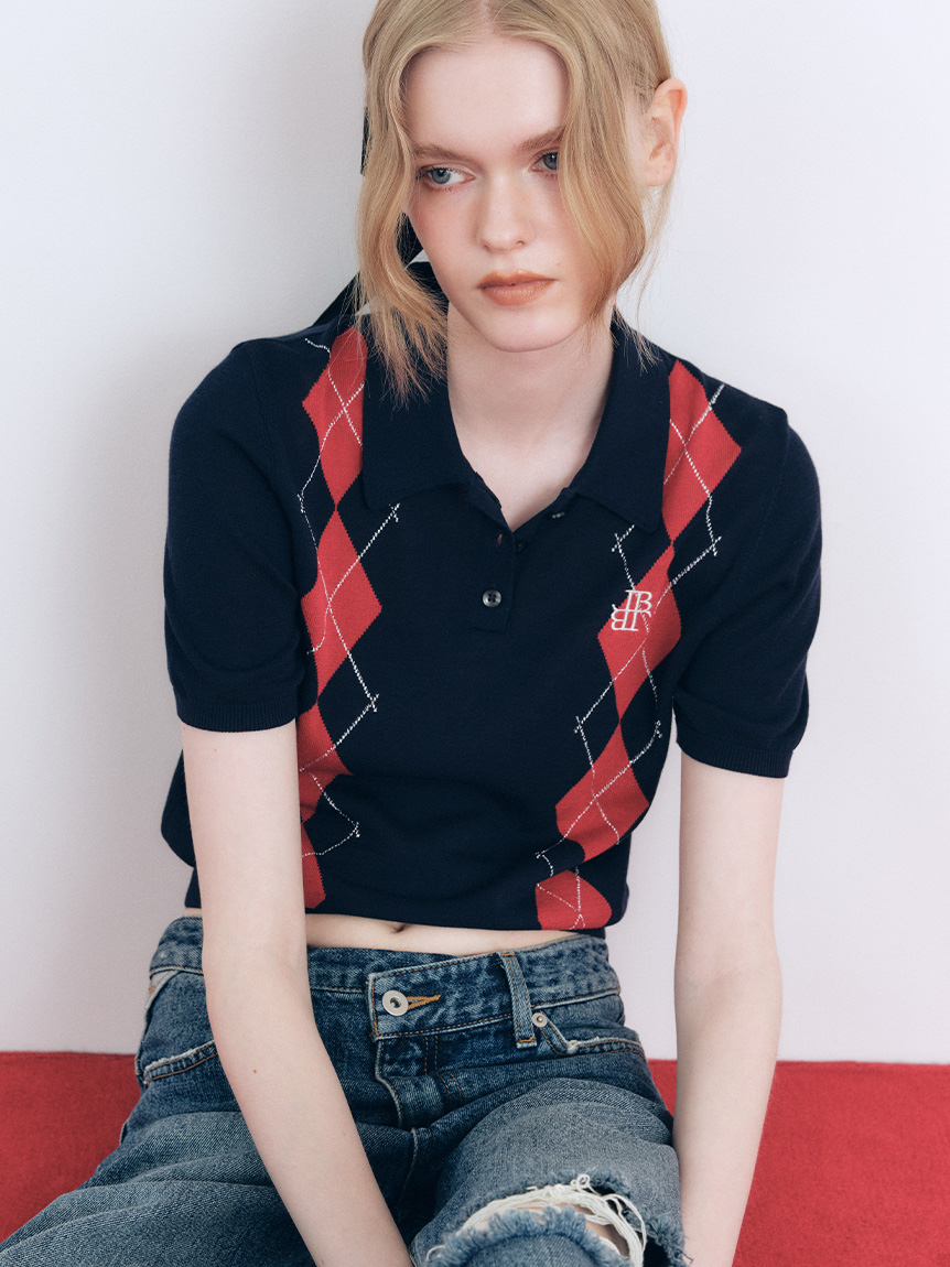 リリーブラウン　ポロニット　ポロシャツ LILY BROWN×MARY QUANT】シアーポロニットトップス（ニット