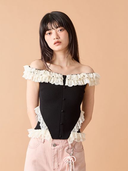 リリーブラウン　バルーンペプラムニットキャミソール LILY BROWN（リリーブラウン）の「バルーンペプラムニット