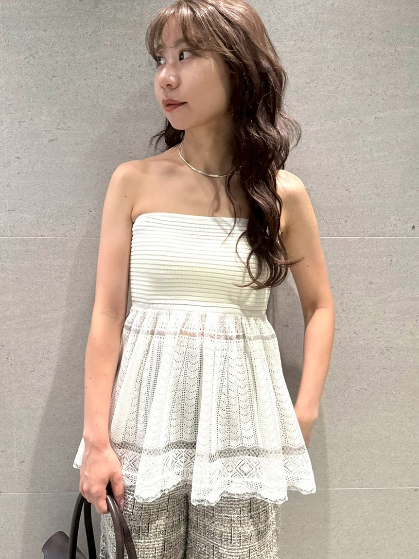 レーシーベアニットペプラムビスチェ(ビスチェ)｜トップス｜LILY BROWN