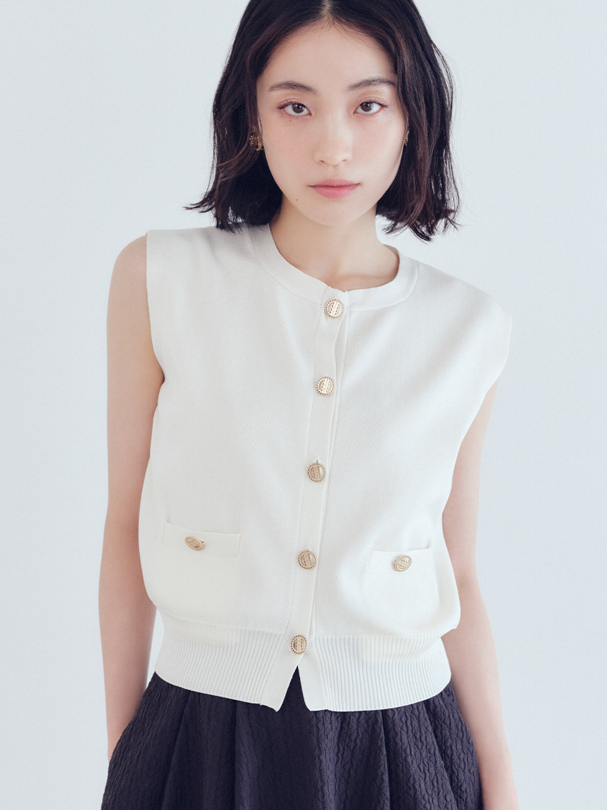 LILY BROWN ミントグリーン リボン付きパフスリーブ2wayサマーニット LILY BROWN ミントグリーン リボン付きパフスリーブ2wayサマー