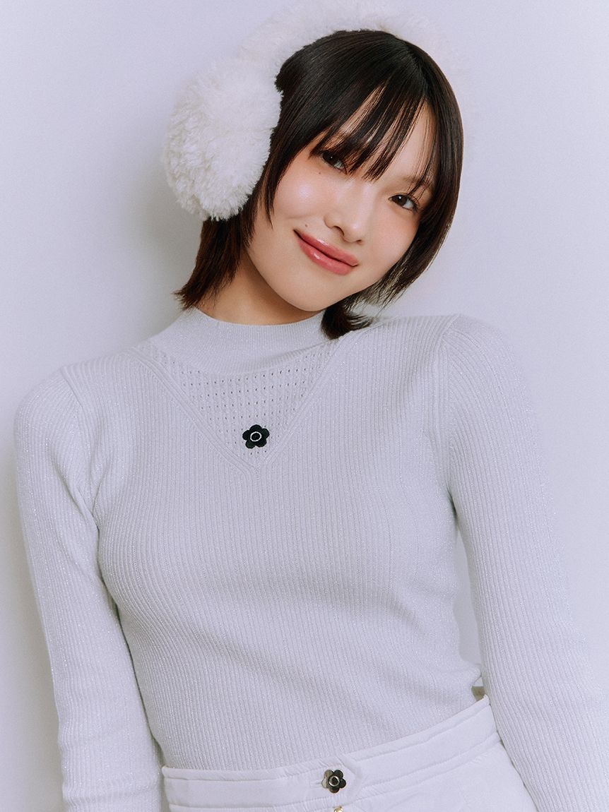 LILY BROWN×MARY QUANT】デイジー刺繍ソフトリブニットトップス