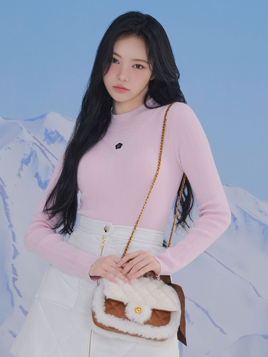 LILY BROWN×MARY QUANT】デイジー刺繍ソフトリブニットトップス