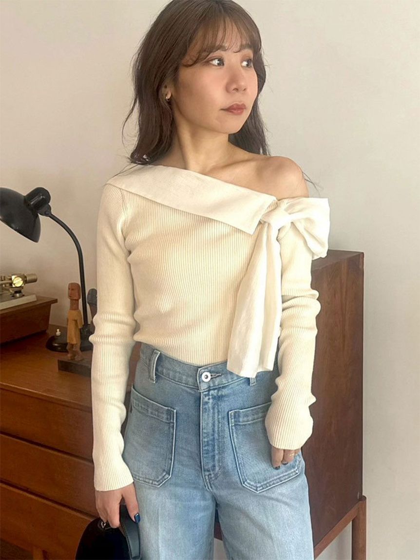 リボンディテールドッキングニット(ニット)｜トップス｜LILY BROWN