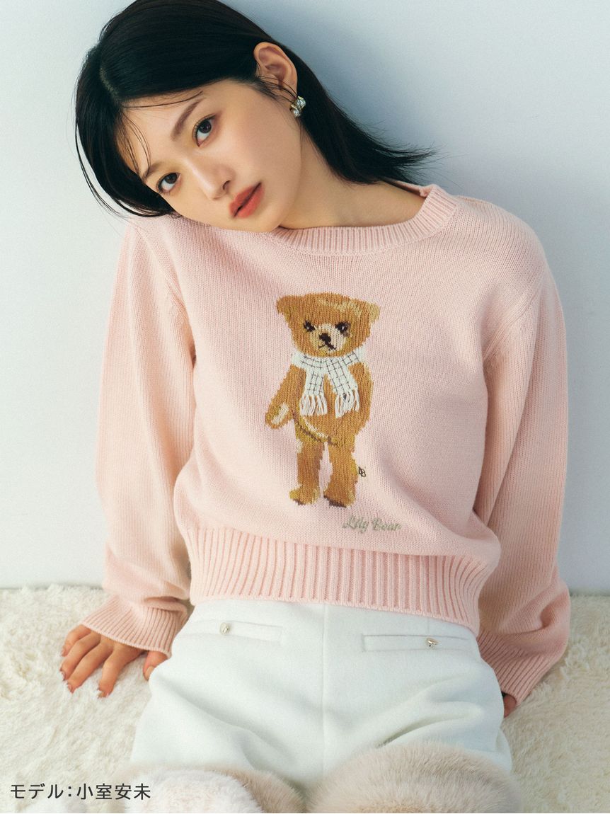 WEB・一部店舗限定カラー】Lily Bearフリンジマフラーニットトップス