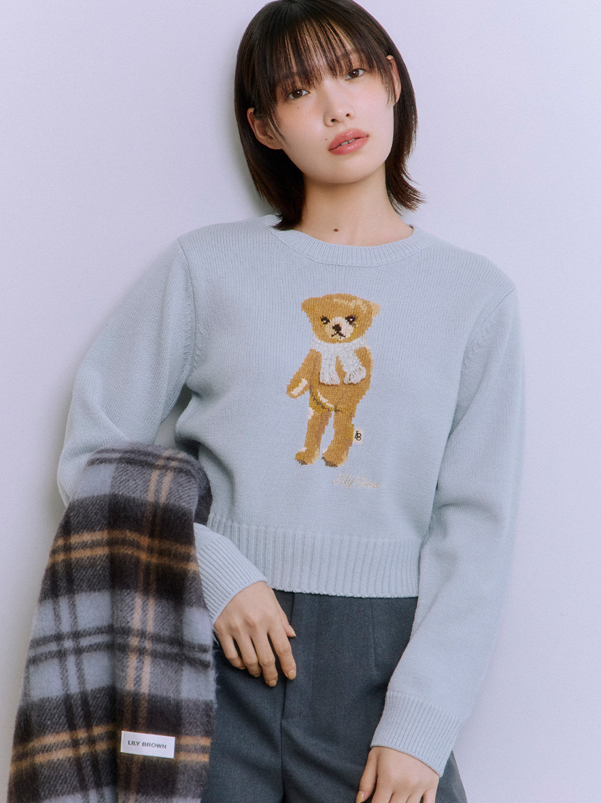 WEB・一部店舗限定カラー】Lily Bearフリンジマフラーニットトップス