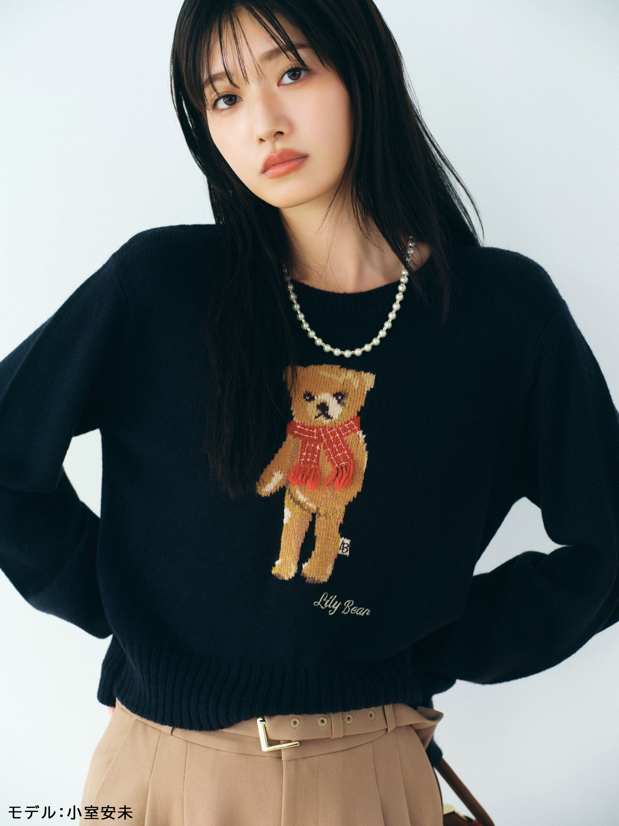 WEB・一部店舗限定カラー】Lily Bearフリンジマフラーニットトップス