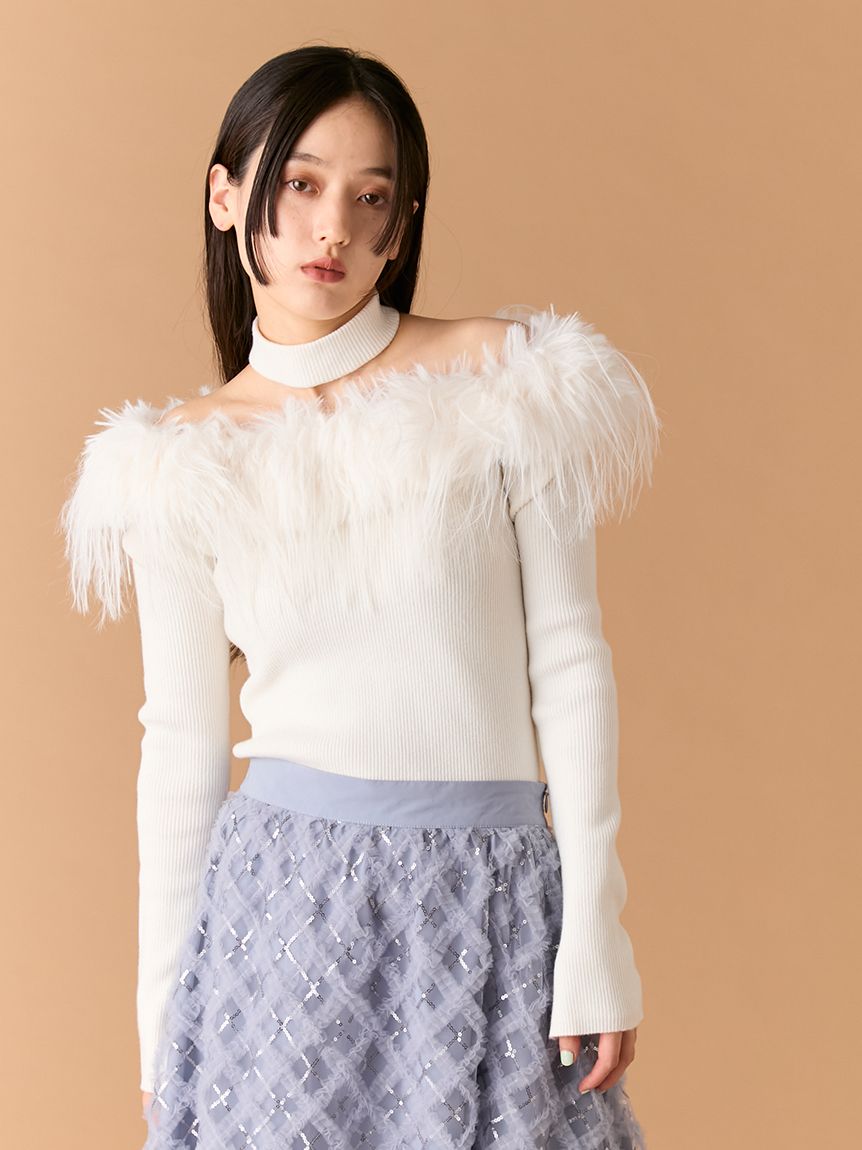 ファーオフショルニットトップス(ニット)｜トップス｜LILY BROWN