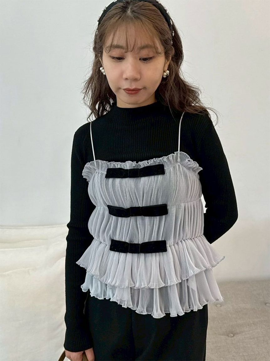 FOURFORTY リボン付きベージュビスチェ2点セット FOURFORTY リボン