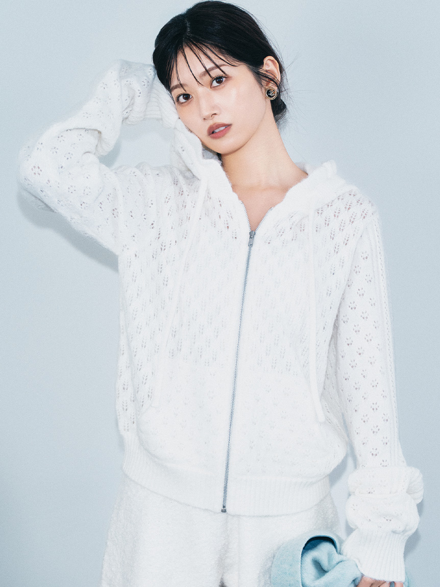 透かし編ニットパーカー(ニット)｜トップス｜LILY BROWN（リリー