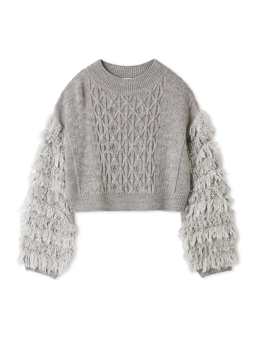 フリンジスリーブクロップドニット(ニット)｜トップス｜LILY BROWN