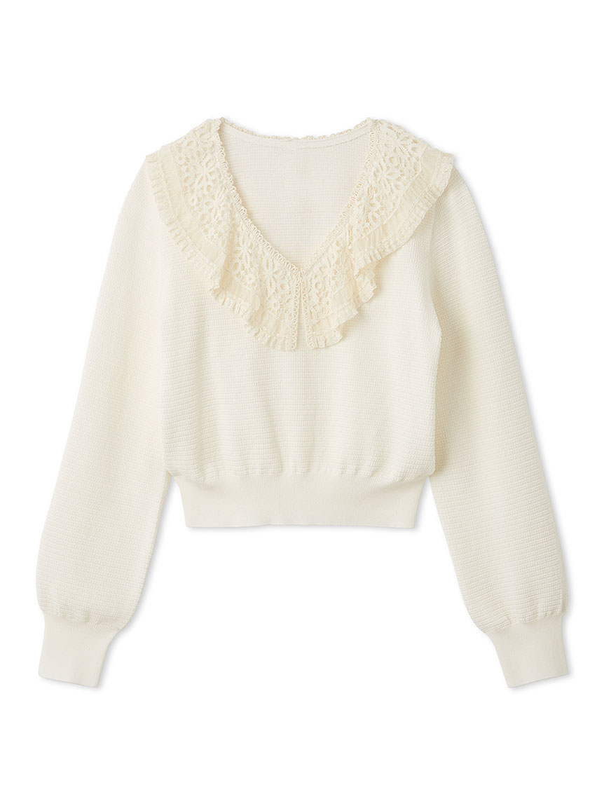 【新品】リリーブラウン　レースカラーニットトップス レースカラーニットトップス(ニット)｜トップス｜LILY BROWN（リリー