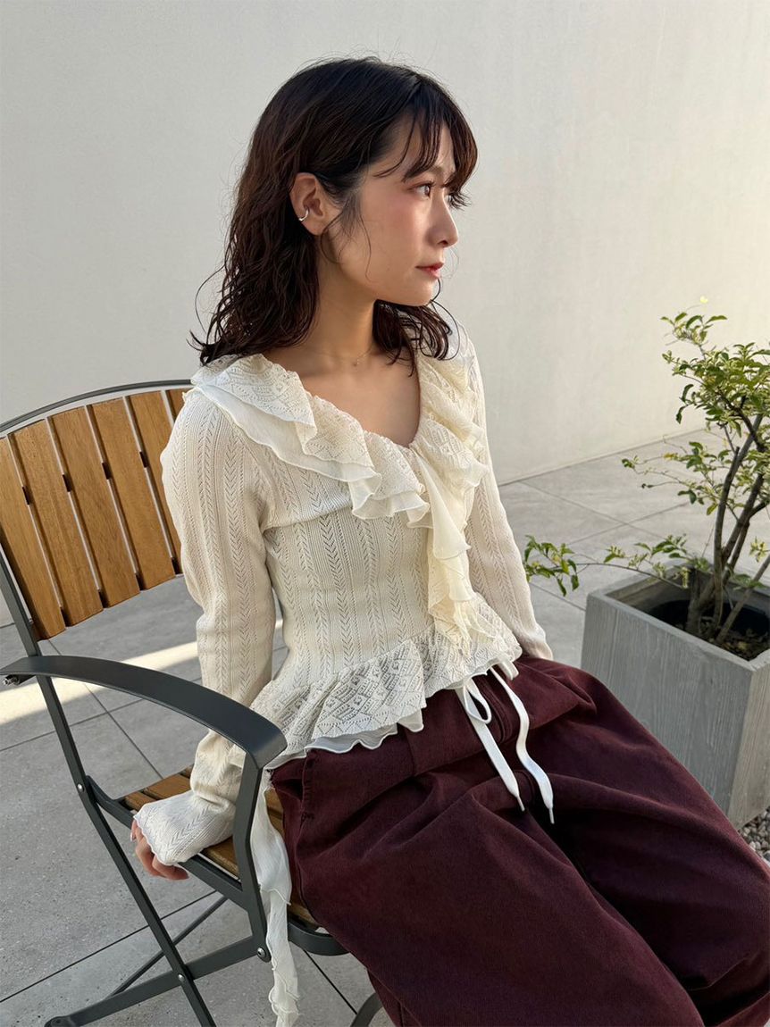 ボリュームフリルニットトップス(ニット)｜トップス｜LILY BROWN