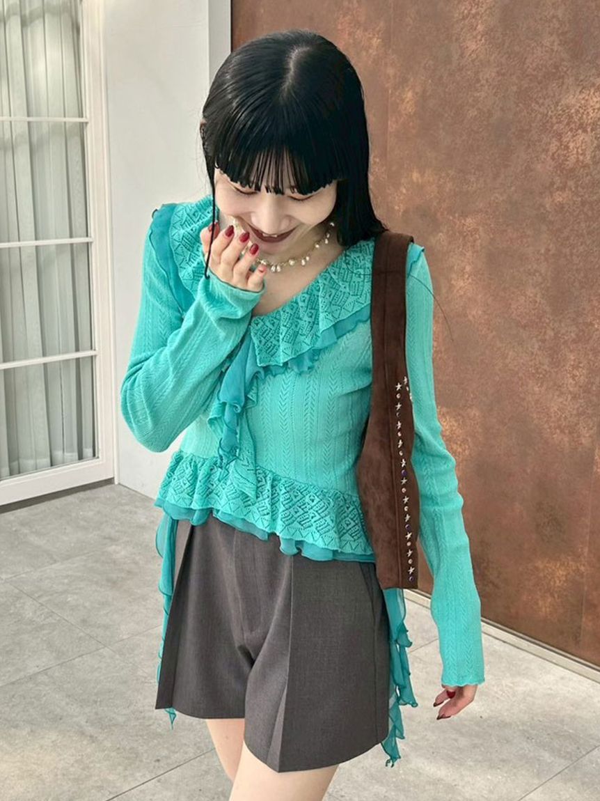 ボリュームフリルニットトップス(ニット)｜トップス｜LILY BROWN