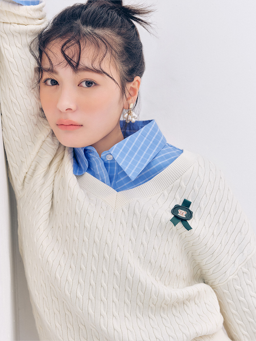 〔なちゅ〕  リリーブラウン☆チェックプリントトップス シャツドッキングニットトップス(ニット)｜トップス｜LILY BROWN