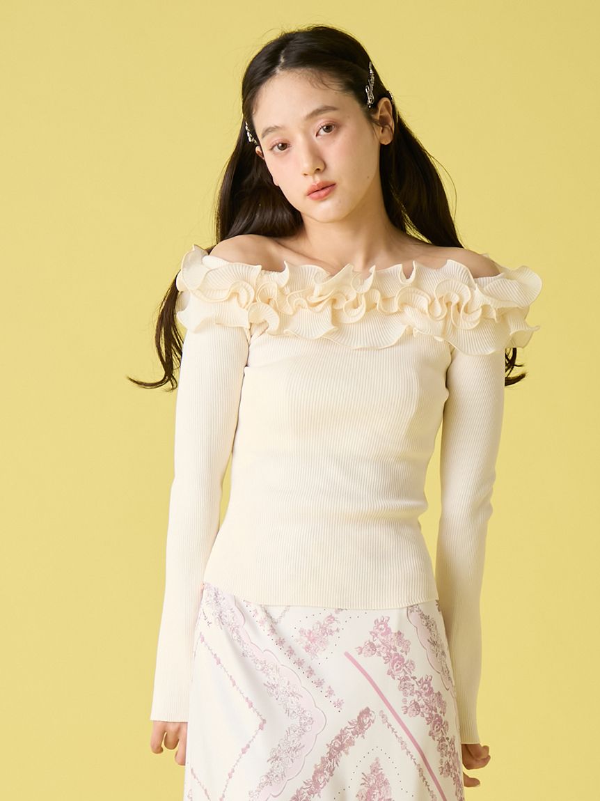 モチーフフリルニットトップス(ニット)｜トップス｜LILY BROWN（リリー