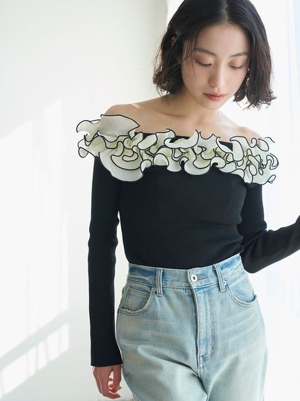 モチーフフリルニットトップス(ニット)｜トップス｜LILY BROWN（リリー