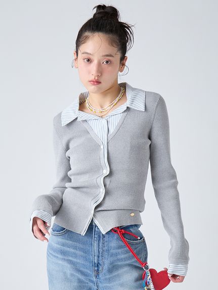 LILY BROWN ドッキングシャツワンピース Vネックニットトップス シャツドッキングニットトップス(ニット)｜トップス｜LILY BROWN