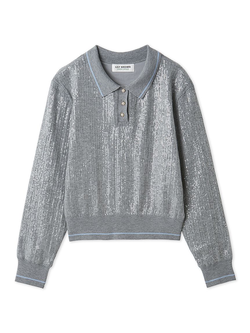 L.B CANDY STOCK]襟付きスパンコールニットトップス(ニット)｜トップス