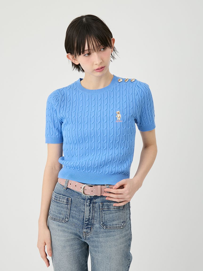 LILY BROWN Lily Bearハーフスリーブニットトップス ホワイト LILY BROWN Lily bearハーフスリーブニットトップス｜Yahoo!フリマ（旧