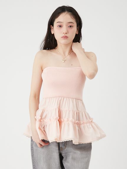 Lily Brown　カットレイヤードニットトップス　ピンク LILY BROWN（リリーブラウン）の「カットレイヤードニットトップス