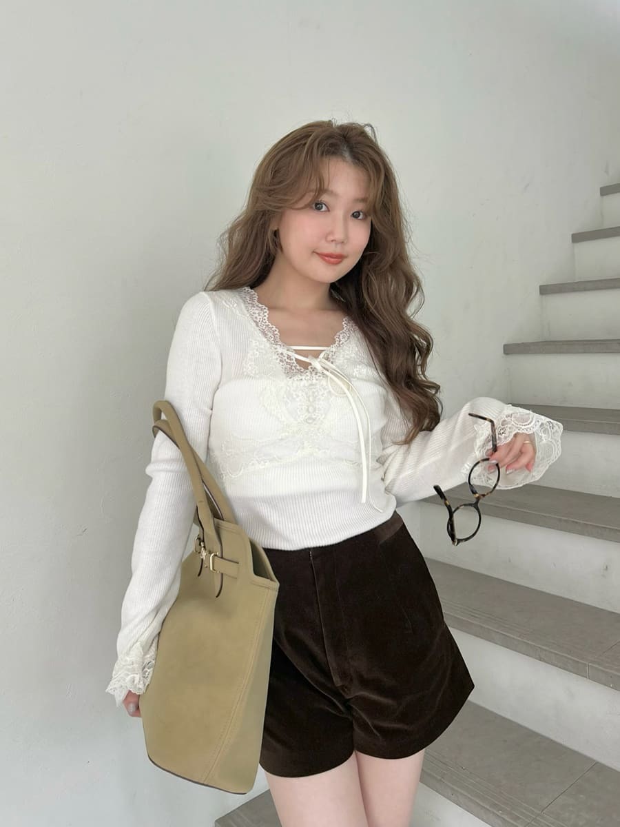 オフィシャル・ MASHSTORE 限定】ストレッチレースニットトップス