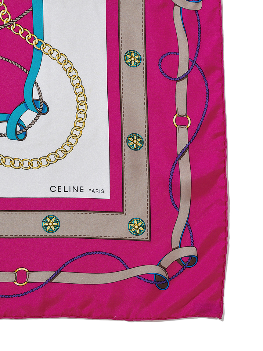 ❣最終❣CELINE セリーヌ☆美品 レトロ ☆オレンヂチェーン柄シルクスカーフ 楽天市場】セリーヌ CELINE スカーフ チェーン 太陽 レッド 赤