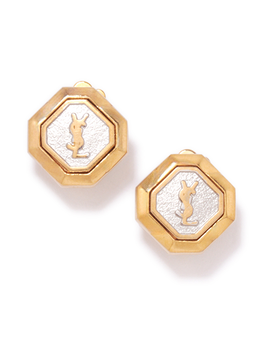 YSL カサンドラロゴオクタゴンイヤリング(ヴィンテージアクセサリー