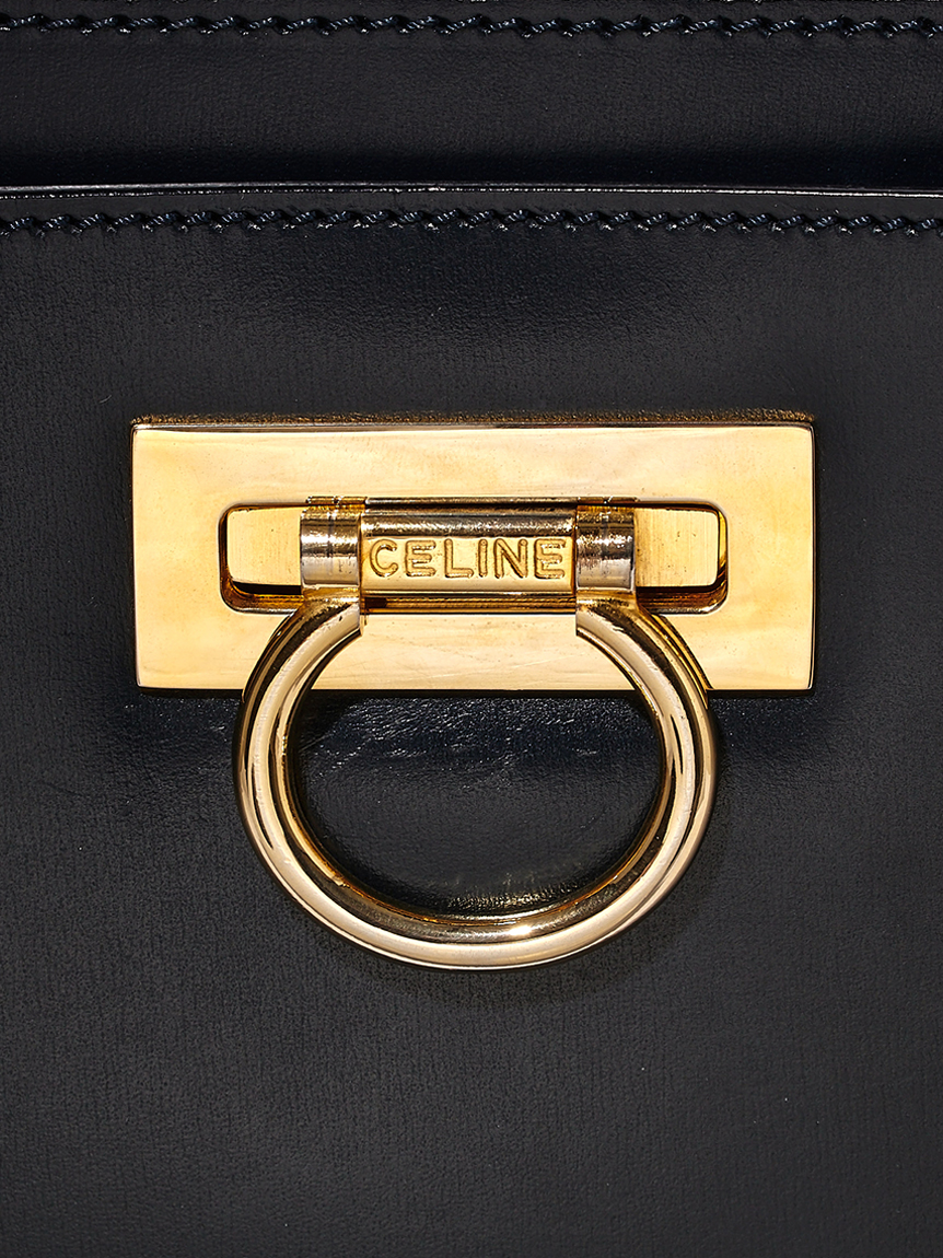 CELINE ロゴハンドバッグ ホワイト/ブラウン CELINE セリーヌ ロゴ ハンドバッグ 2WAY ショルダーバッグ