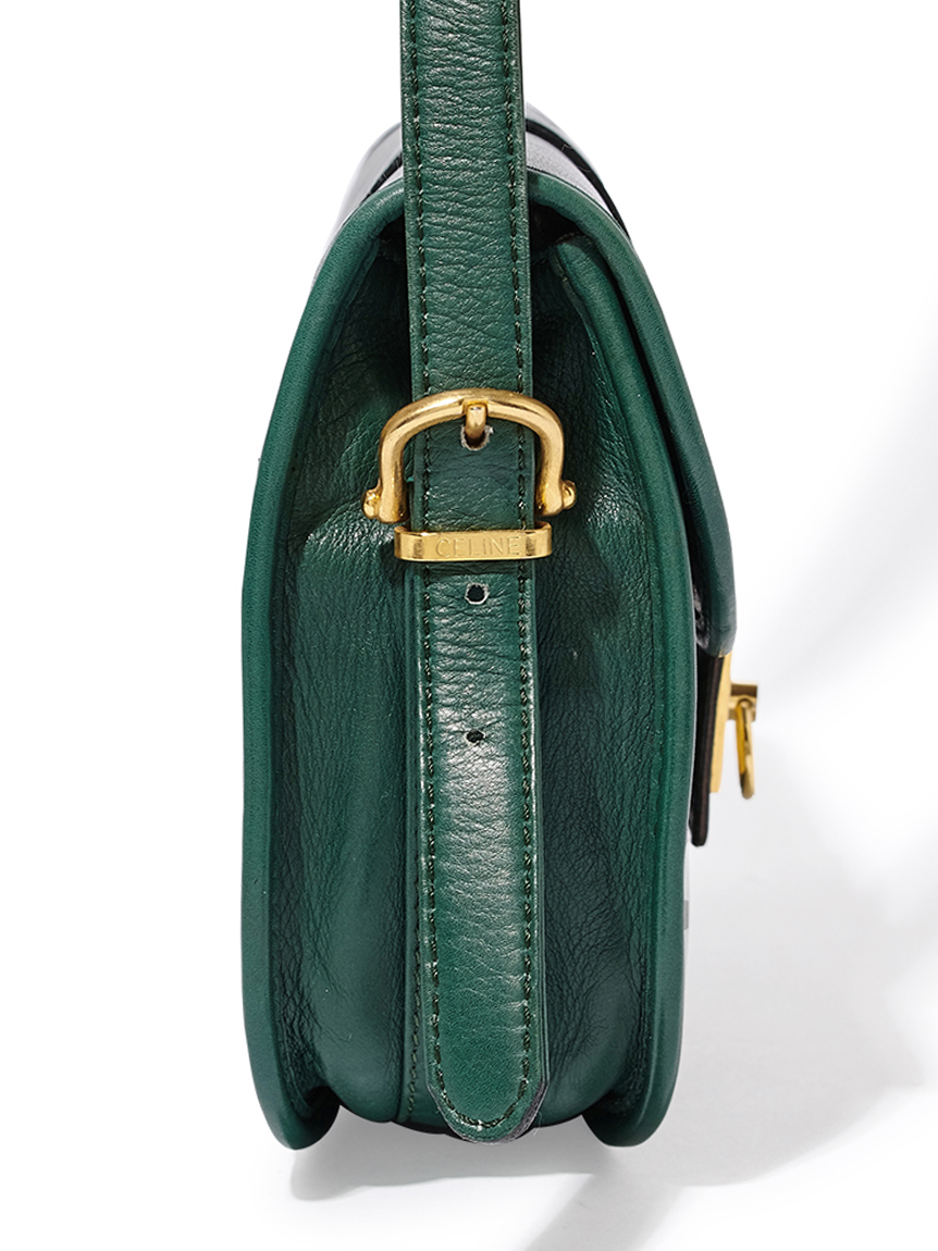 CELINE ロゴハンドバッグ ホワイト/ブラウン セリーヌ アヴァ スムースカーフスキン ロゴ レザー ハンド