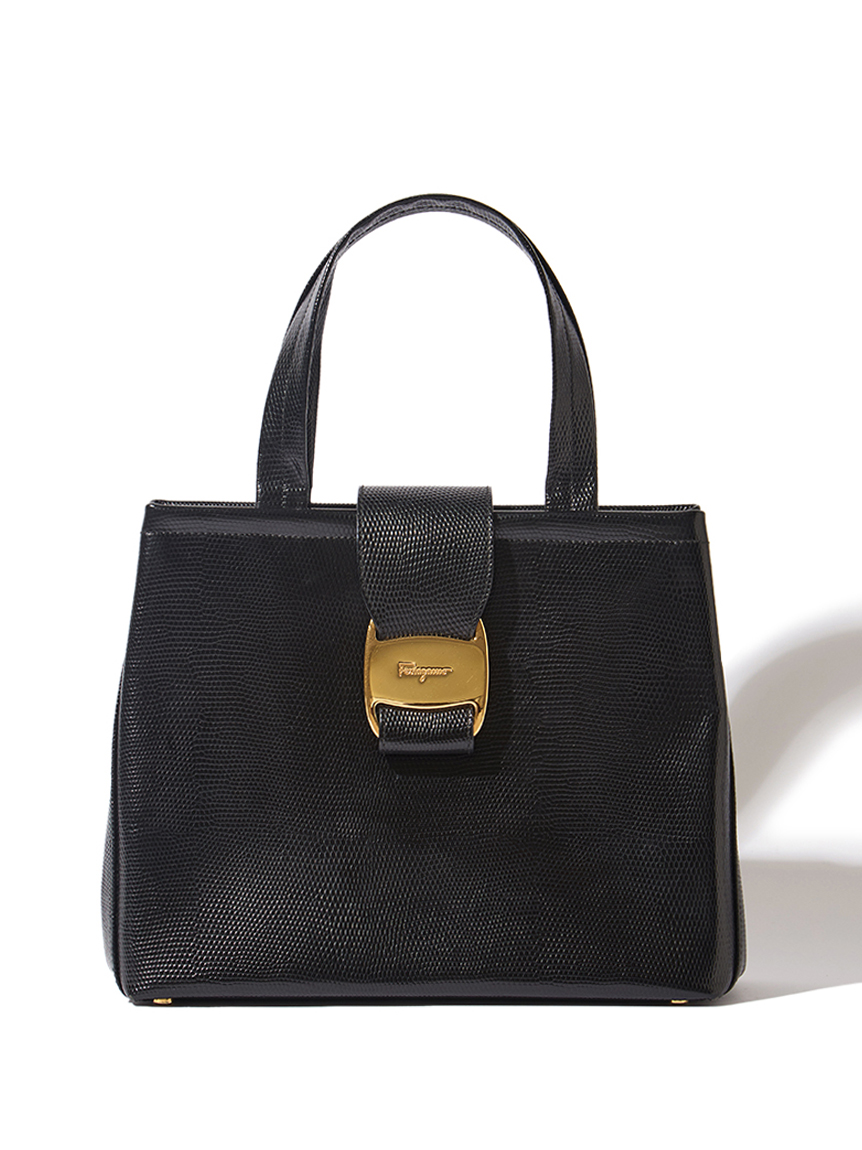 Salvatore Ferragamo ヴァラ型押リザードハンドバッグ
