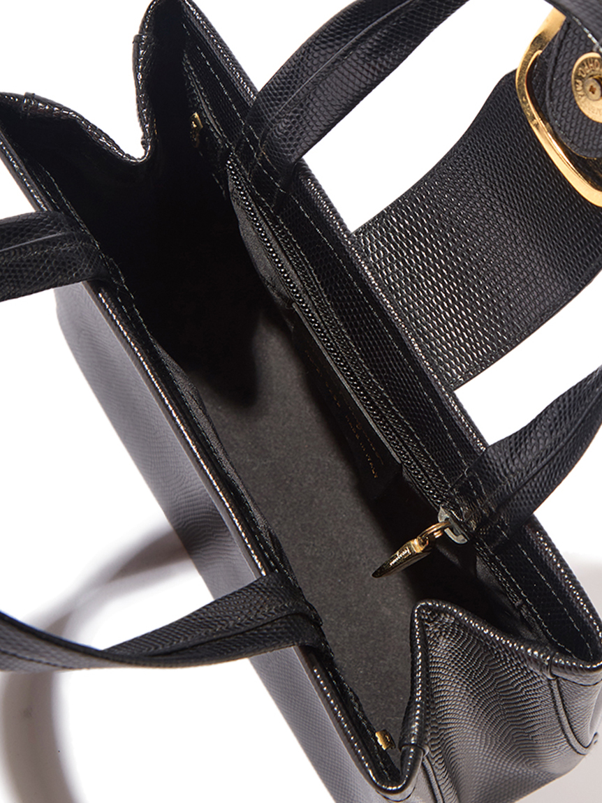 Salvatore Ferragamo ヴァラ型押リザードハンドバッグ(ヴィンテージ