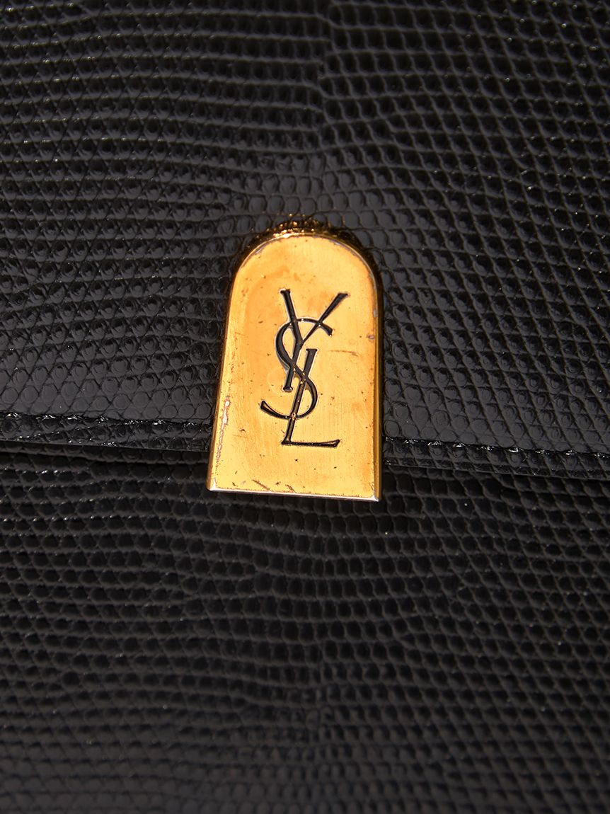 YSL Yves Saint Laurentのカサンドラロゴ刺繍入りブルゾン YSL カサンドラロゴリザードショルダー(ヴィンテージバッグ