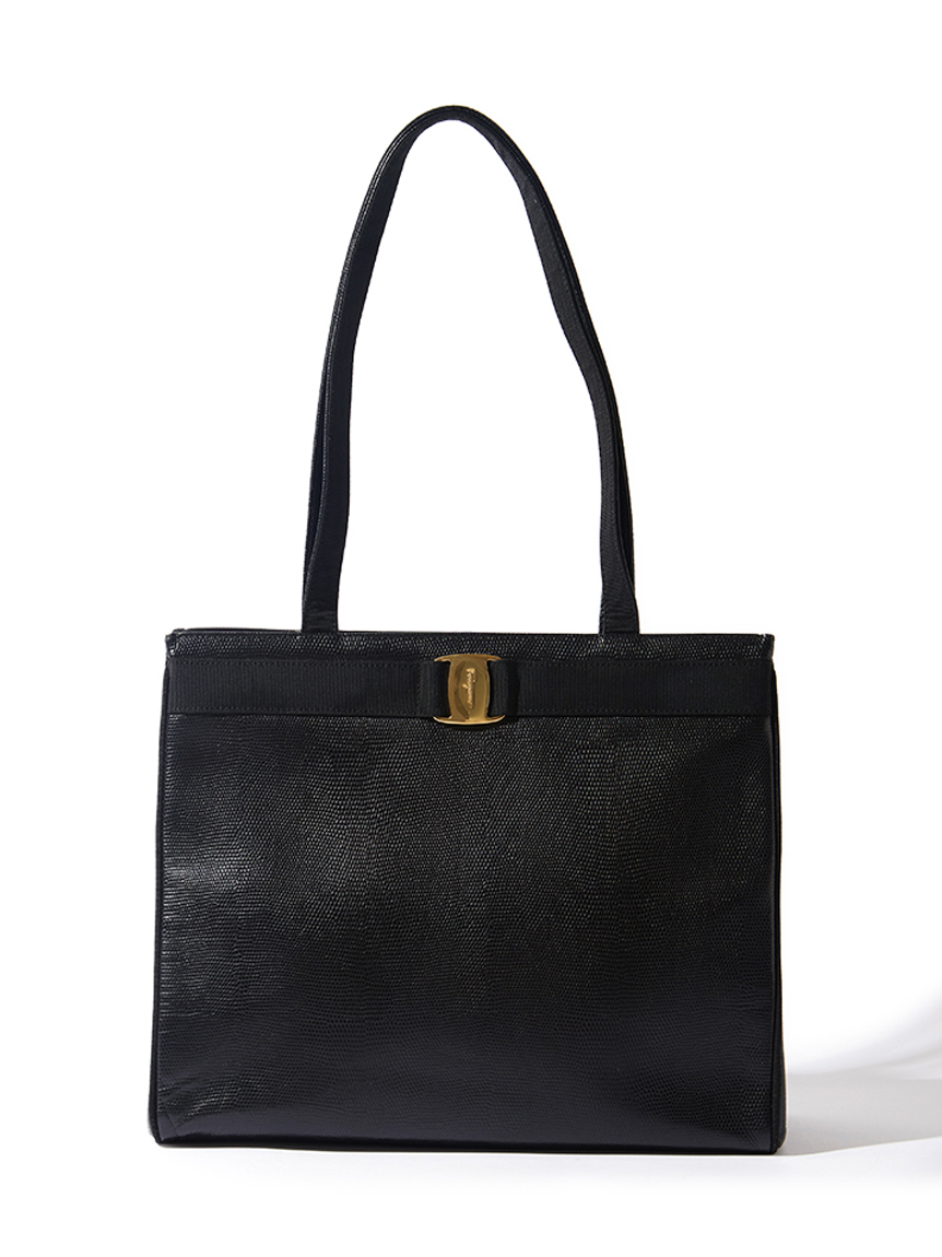 サルヴァトーレフェラガモ　スクエアトート　リザード　型押し　ヴァラ　A4可 サルヴァトーレフェラガモ スクエアトート リザード 型押し ヴァラ A4