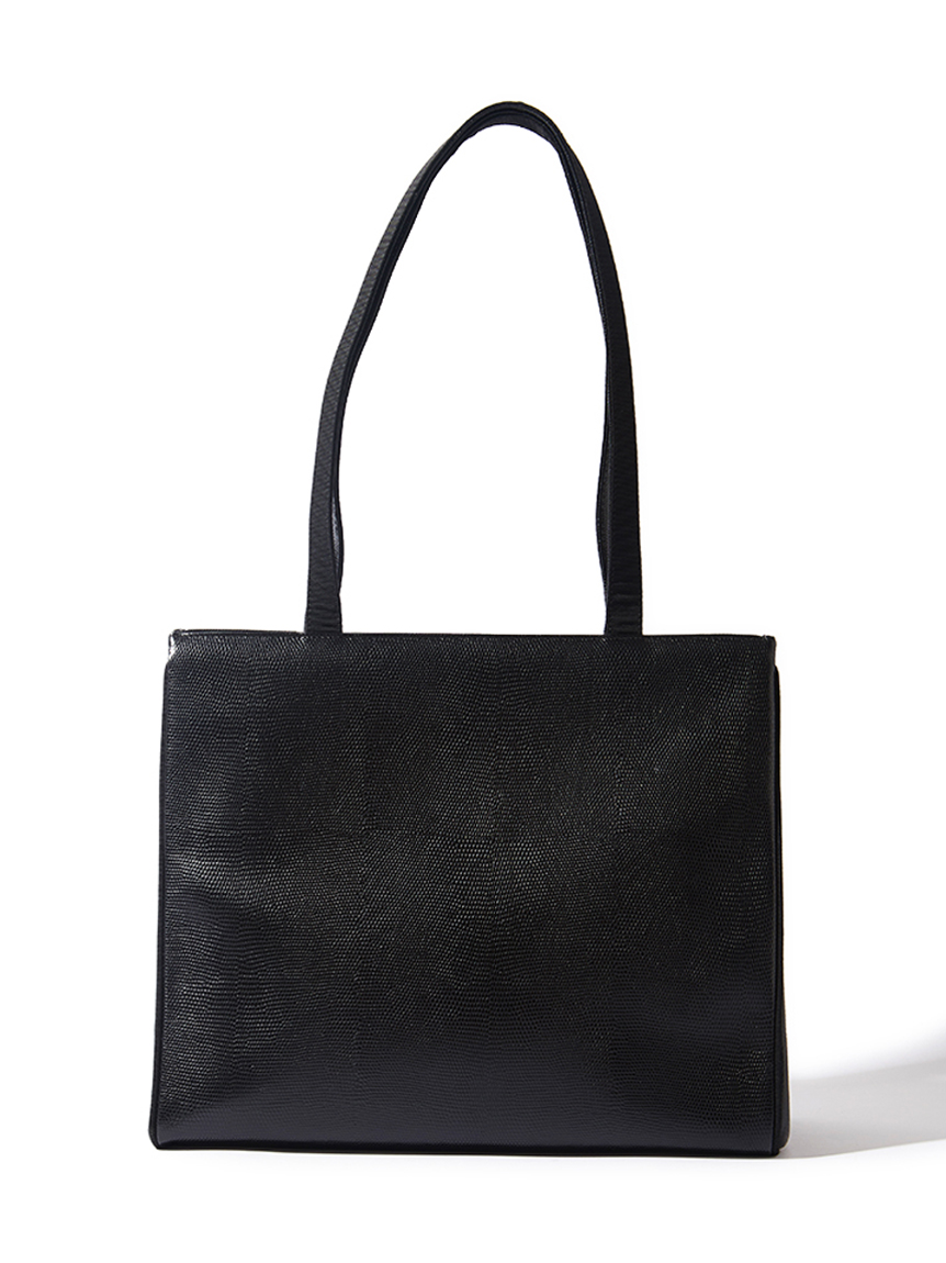 美品 フェラガモ トートバッグ 肩掛け ヴァラ リザード型押し レザー ブラック サルバトーレフェラガモ トートバッグ ヴァラ 黒 リザード型押し