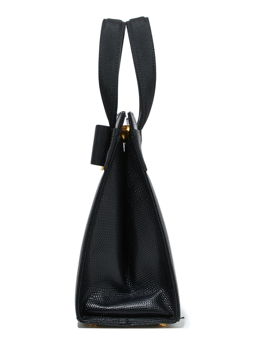 Salvatore Ferragamo ヴァラ型押リザードハンドバッグ(ヴィンテージ