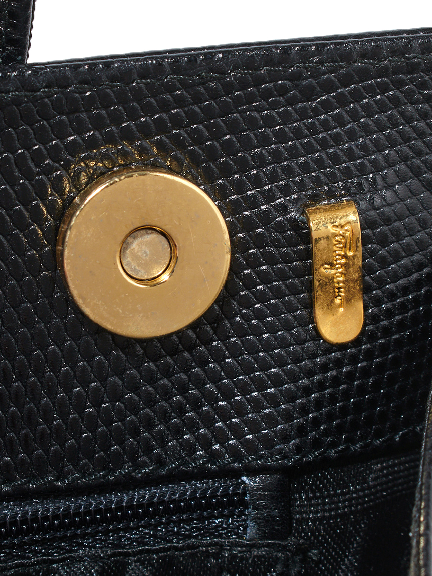Salvatore Ferragamo ヴァラ型押リザードハンドバッグ(ヴィンテージ