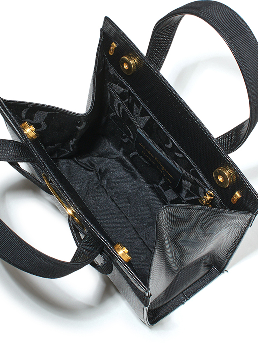 レア♡美品♡フェラガモ♡ヴァラ♡リザード Salvatore Ferragamo ヴァラ型押リザードハンドバッグ(ヴィンテージ