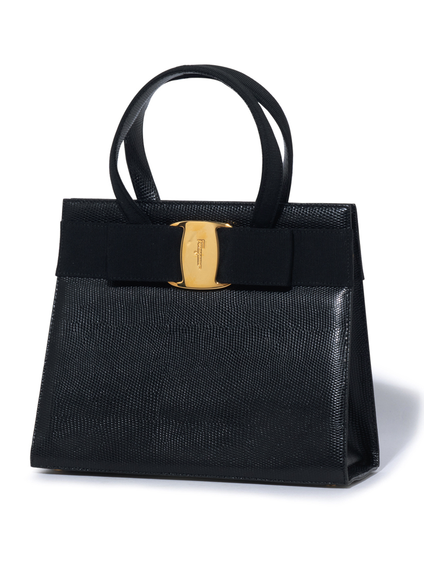 Salvatore Ferragamo ヴァラ型押リザード2wayショルダー(ヴィンテージ