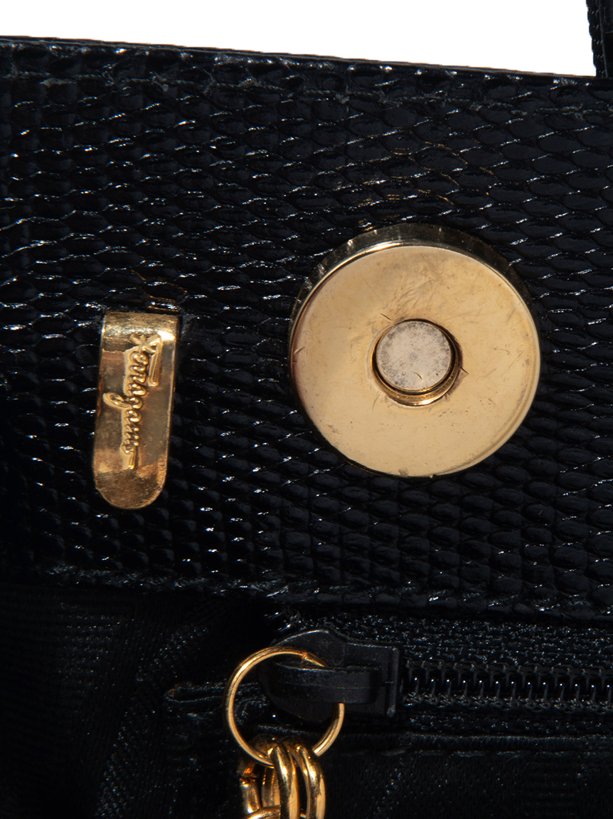 Salvatore Ferragamo ヴァラ型押リザード2wayショルダー(ヴィンテージ