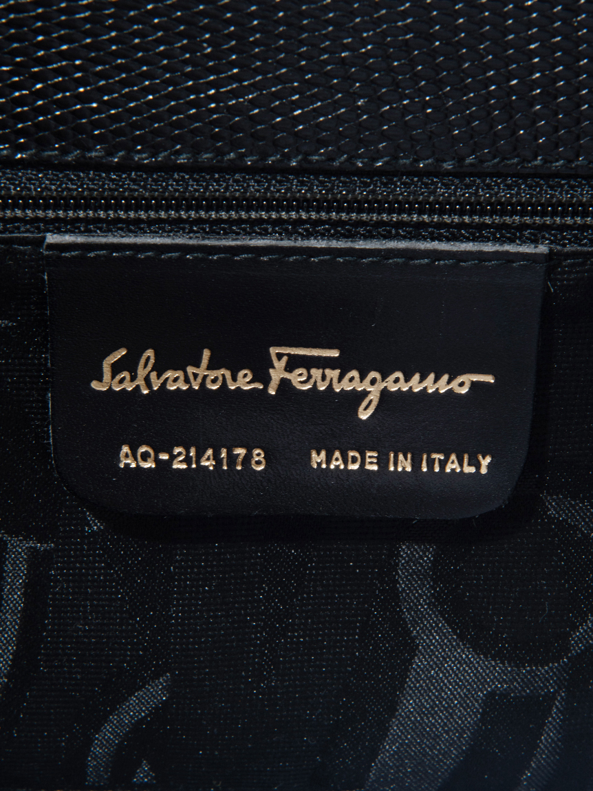Salvatore Ferragamo ヴァラ型押リザード2wayショルダー(ヴィンテージ