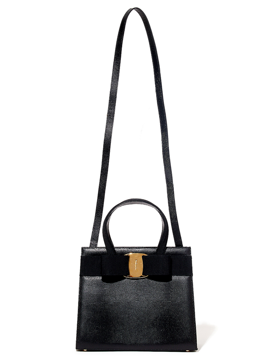 Salvatore Ferragamoヴァラ型押リザード2wayショルダー(ヴィンテージ