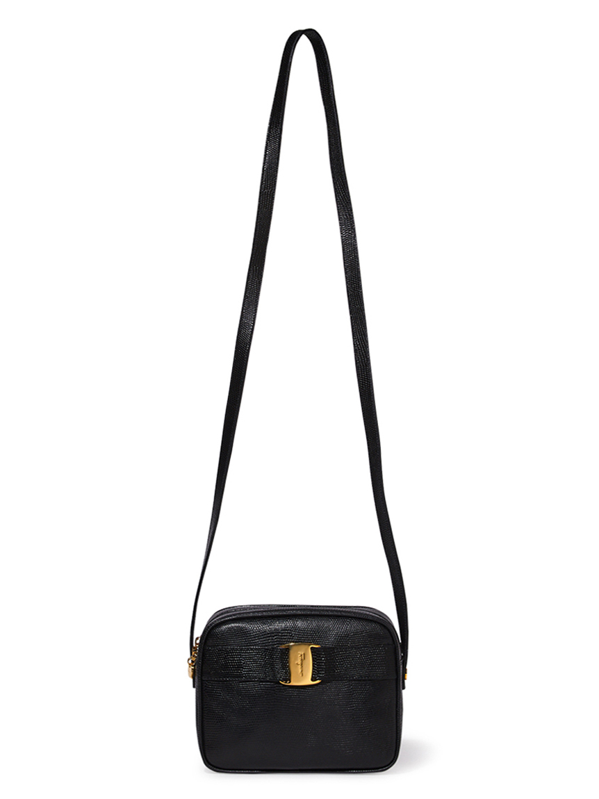 Salvatore Ferragamoヴァラ型押リザードショルダー(ヴィンテージバッグ