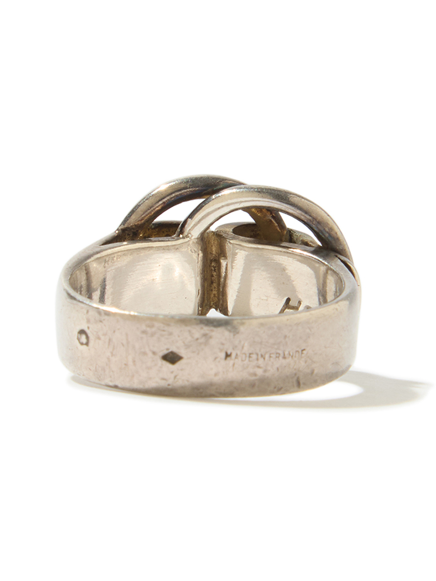 VINTAGEヴィンテージ シルバー925ワイドサークルデザインリング/アクセ HERMES Wサークルリング SIL925 約12号(ヴィンテージアクセサリー