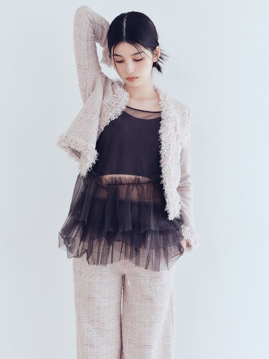 【送料無料】 リリーブラウン カップ付フリルチュールキャミ LILY BROWN Lingerie LILY BROWN Lingerie】カップ付フリルチュールキャミ(その他