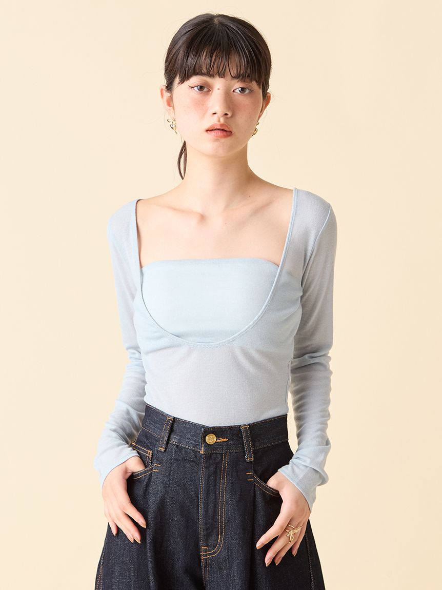 LILY BROWN Lingerie】バンドゥ付き2wayボディスーツ(Tシャツ