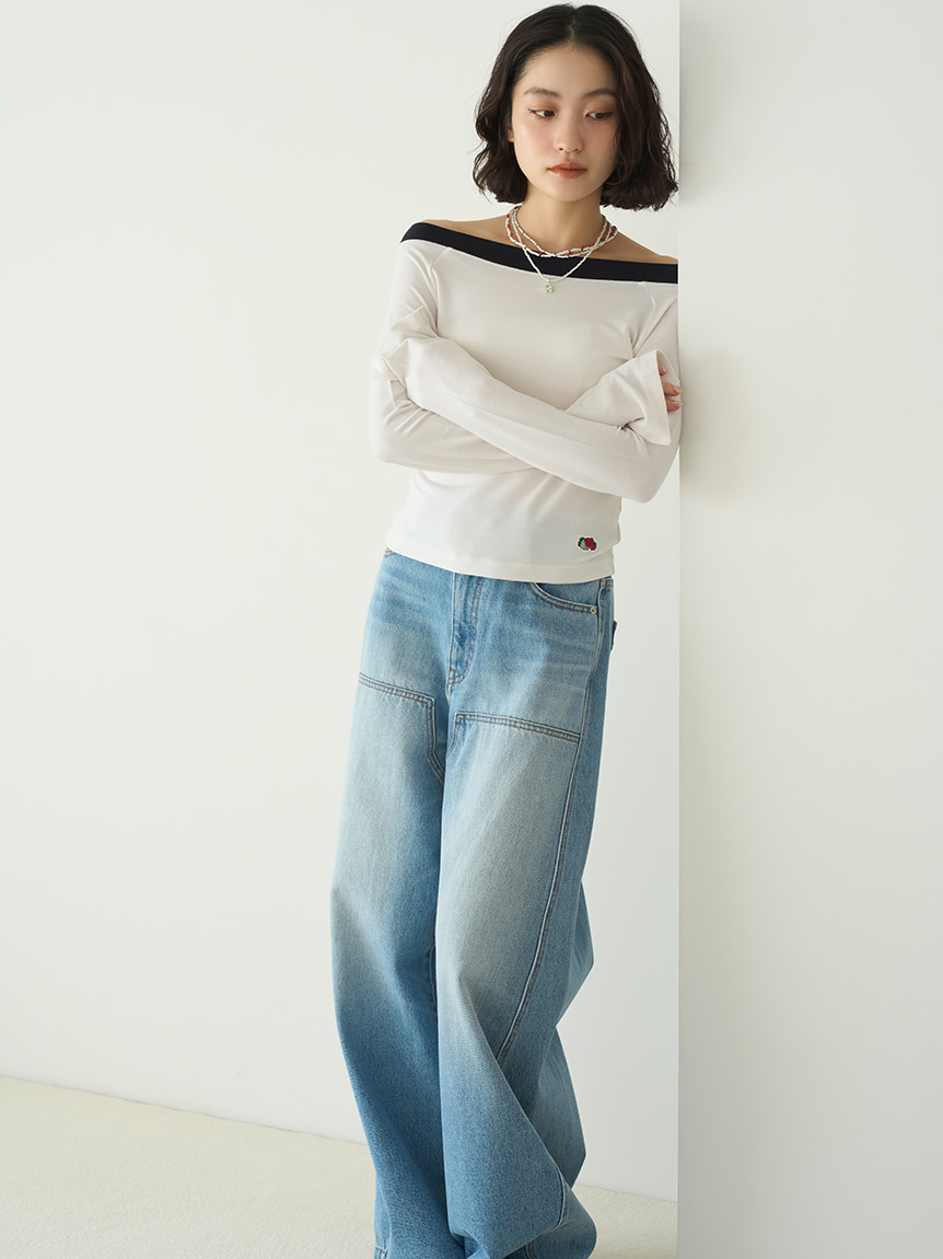 リリー♡オフショルトップス LILY BROWN Lingerie×FRUIT OF THE LOOM】2wayオフショルダートップス